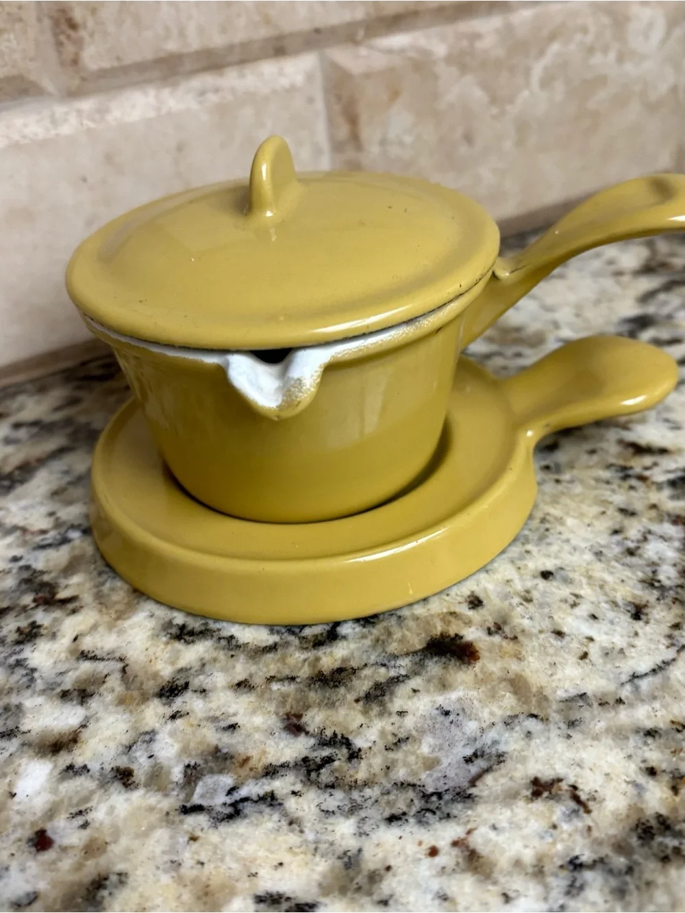 Yellow Ceramic Butter Warmer with Lid